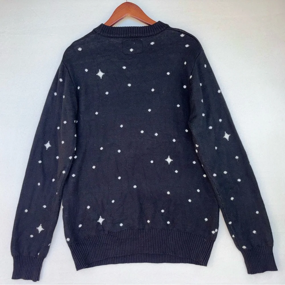 TIPSY ELVES‎ Ugly Christmas Sweater Santa Unicorn Black Long Sleeve Crew Neck XL